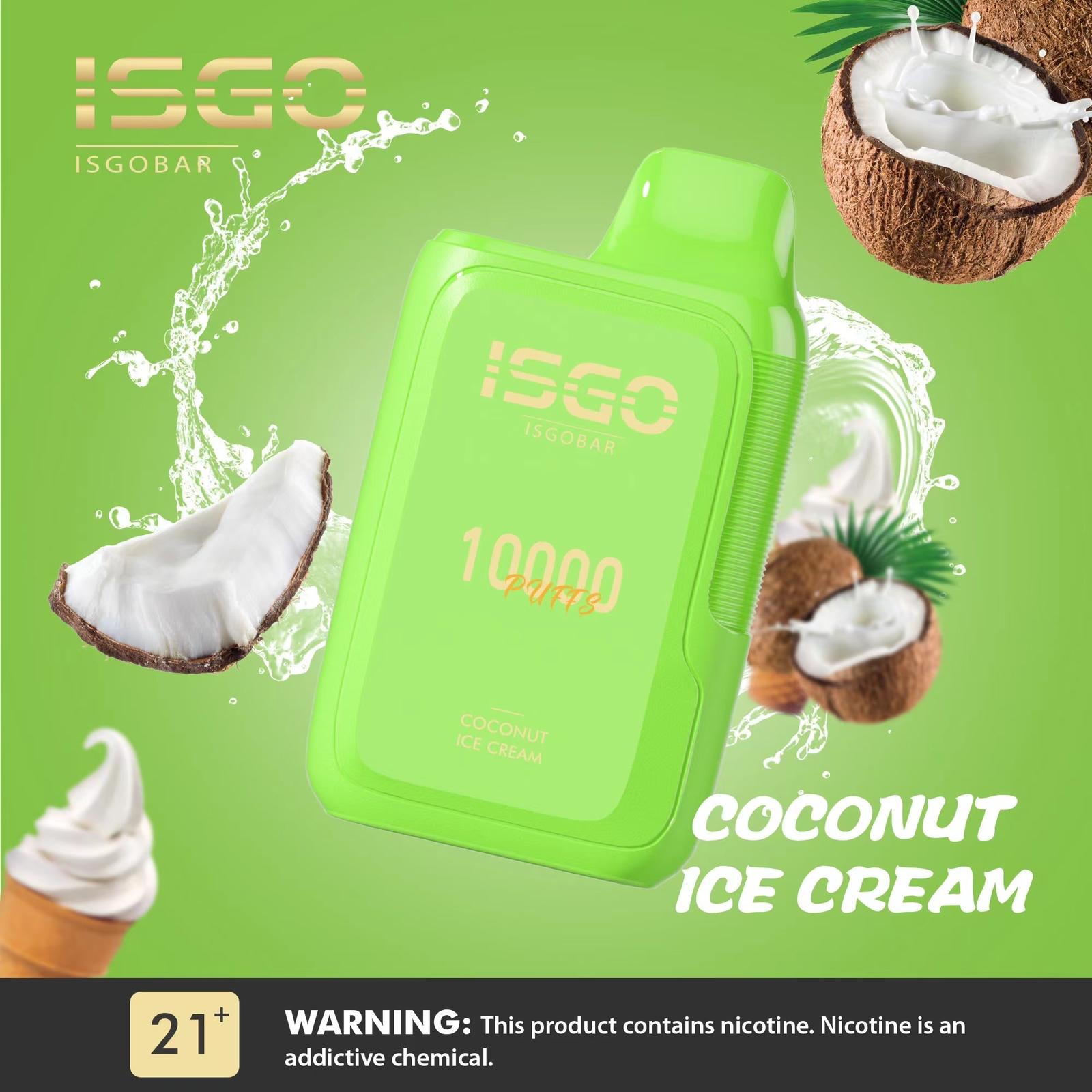 ISGO BAR 10000 Puffs Disposable Vape Coconut Ice Cream Isgo Bar 10000 Puffs Disposable Vape Coconut Ice Cream