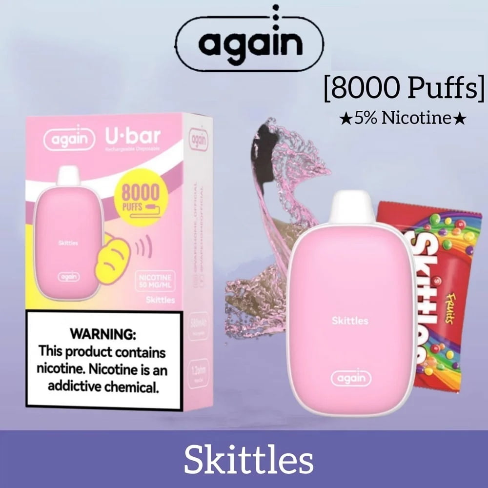AGAIN U BAR 8000 Puffs Vape Skittles Again U Bar 8000 Puffs Vape Skittles
