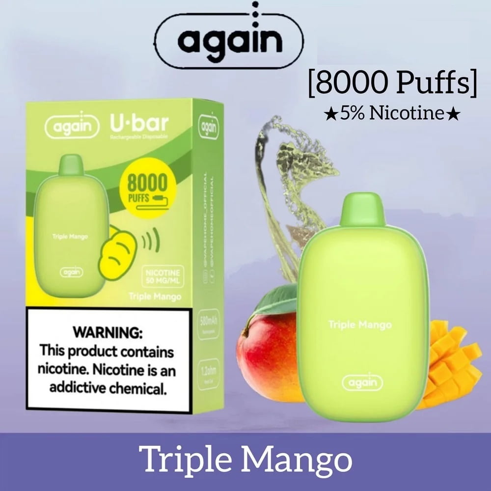 AGAIN U BAR 8000 Puffs Vape Triple Mango Again U Bar 8000 Puffs Vape Triple Mango