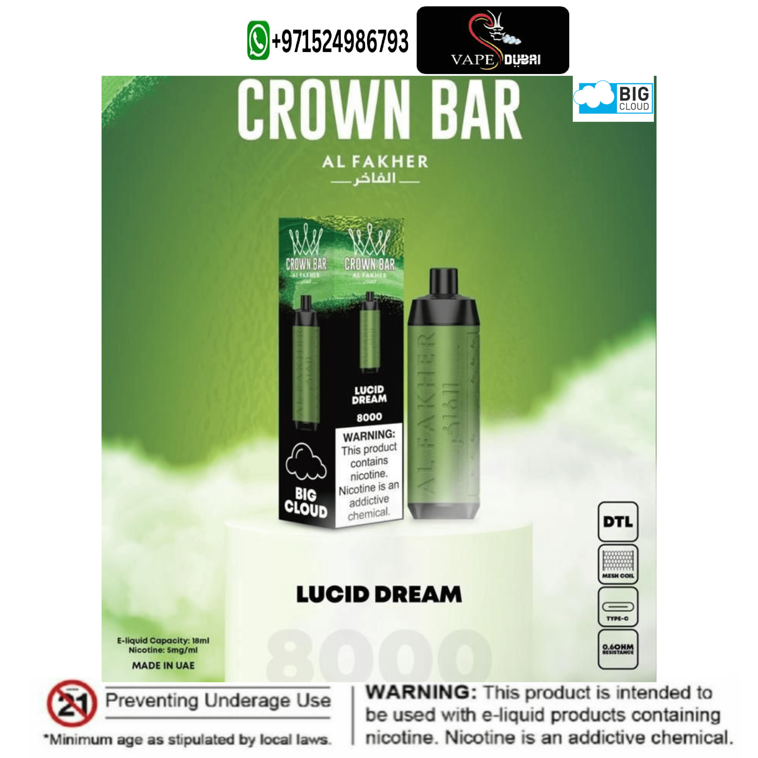 Al Fakher Lucid Dream Crown Bar 8000 Puffs Al Fakher Lucid Dream Crown Bar 8000 Puffs