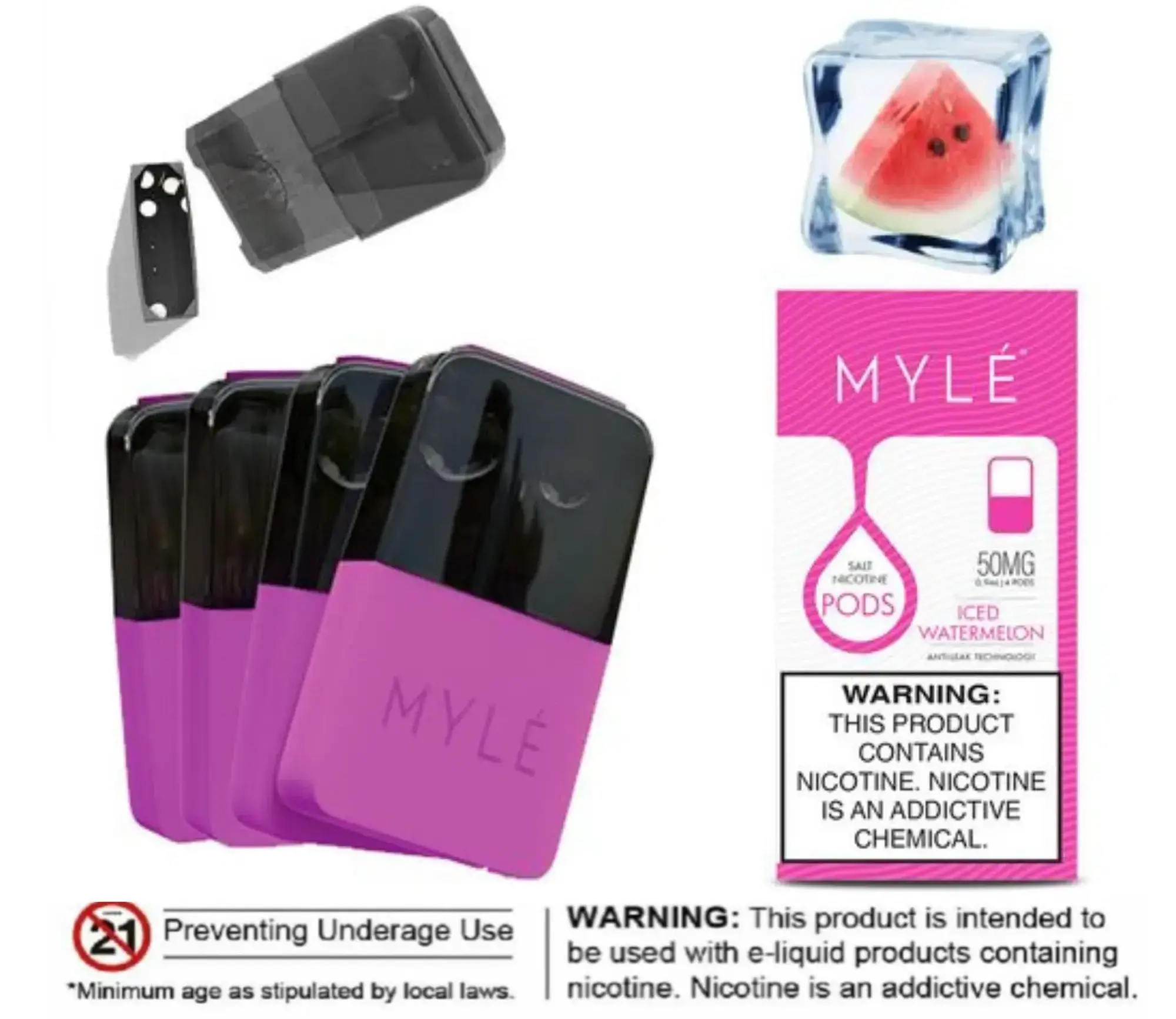 MYLE V4 Iced Watermelon Magnetic PODS 50mg Myle V4 Iced Watermelon Magnetic Pods 50Mg