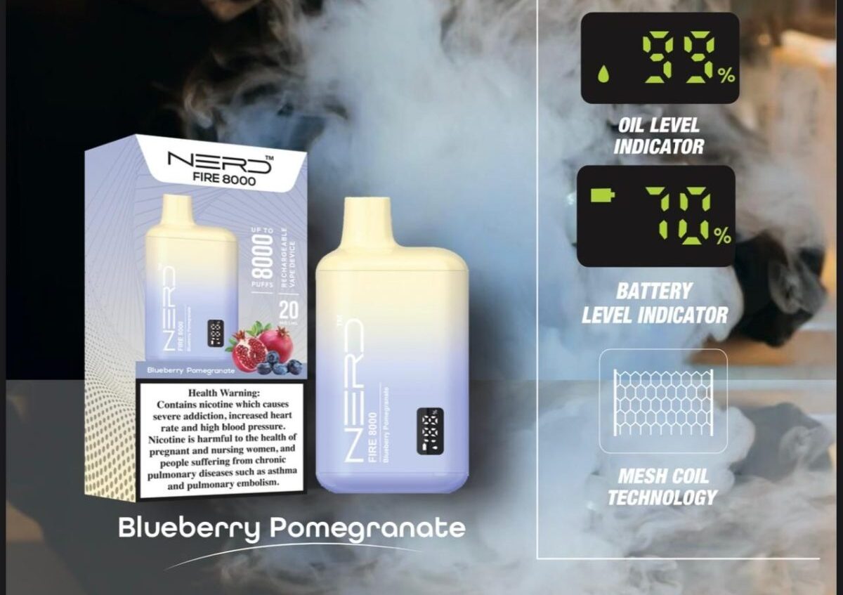 NERD-FIRE-8000-PUFFS-BLUEBERRY-POMEGRANATE-1-1200x953 Nerd Fire Vape 8000 Puffs Blueberry Pomegranate