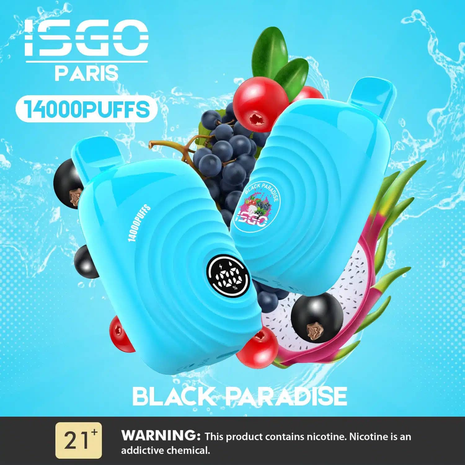 ISGO Paris 14000 Puffs Vape Black Paradise Isgo Paris 14000 Puffs Vape Black Paradise