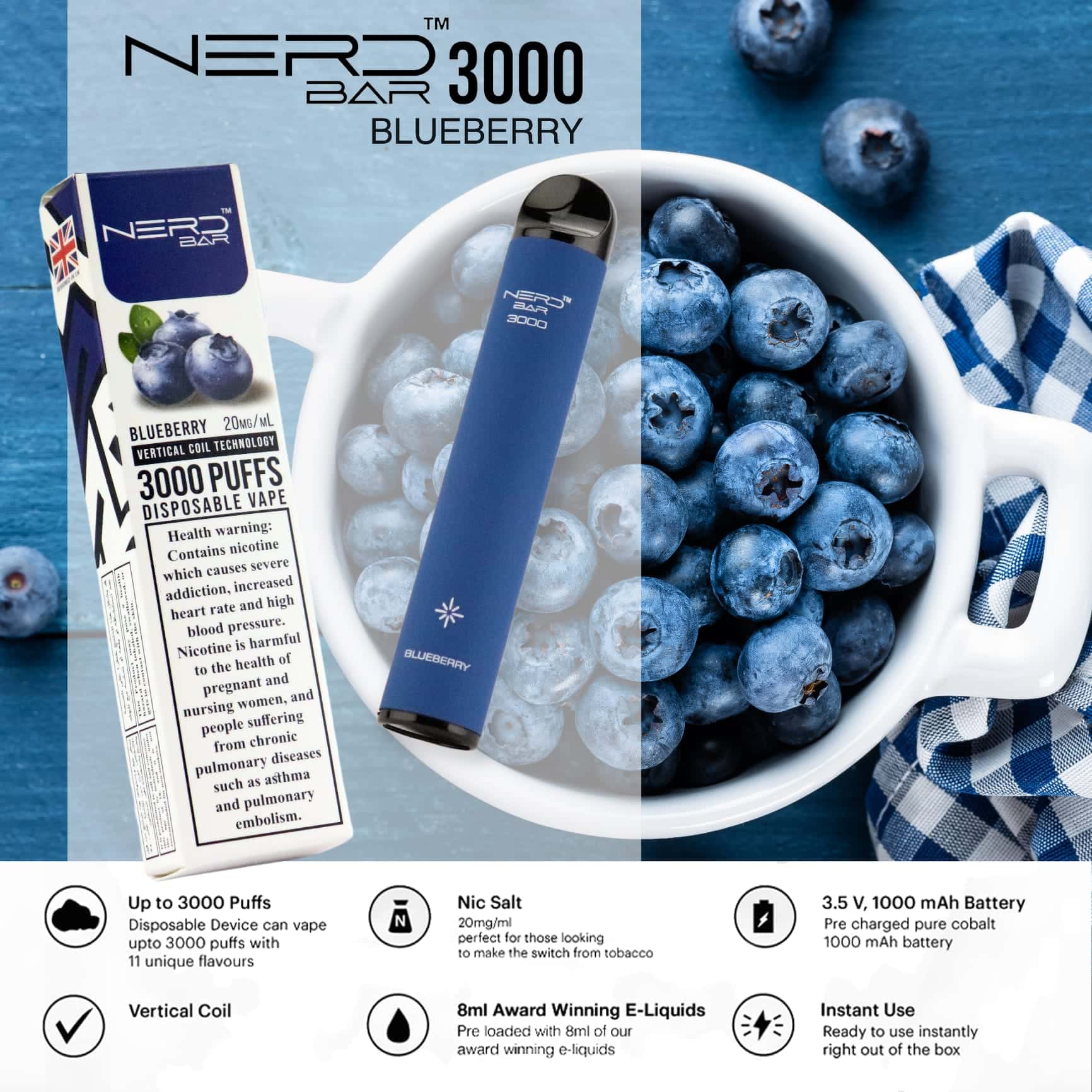 Nerd Bar 3000 Puffs Disposable Vape Blueberry Pomegranate Nerd Bar 3000 Puffs Disposable Vape Blueberry Pomegranate