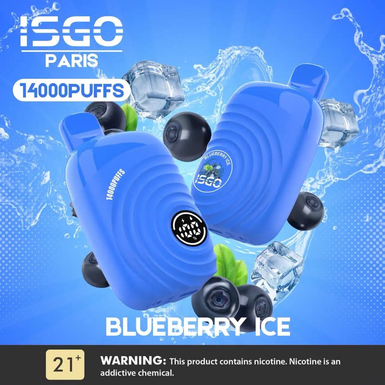 ISGO Paris 14000 Puffs Vape Blueberry Ice Isgo Paris 14000 Puffs Vape Blueberry Ice