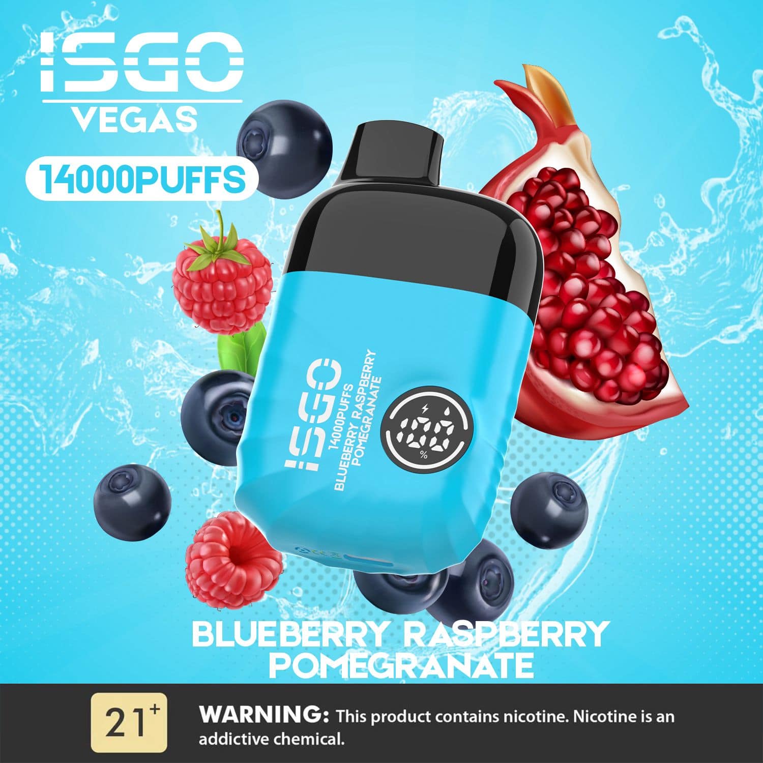 Blueberry-Raspberry-Pomegrante-By-ISGO-Vegas-14000-Puffs-Disposable-Pod Isgo Vegas 14000 Puffs Blueberry Raspberry Pomegranate