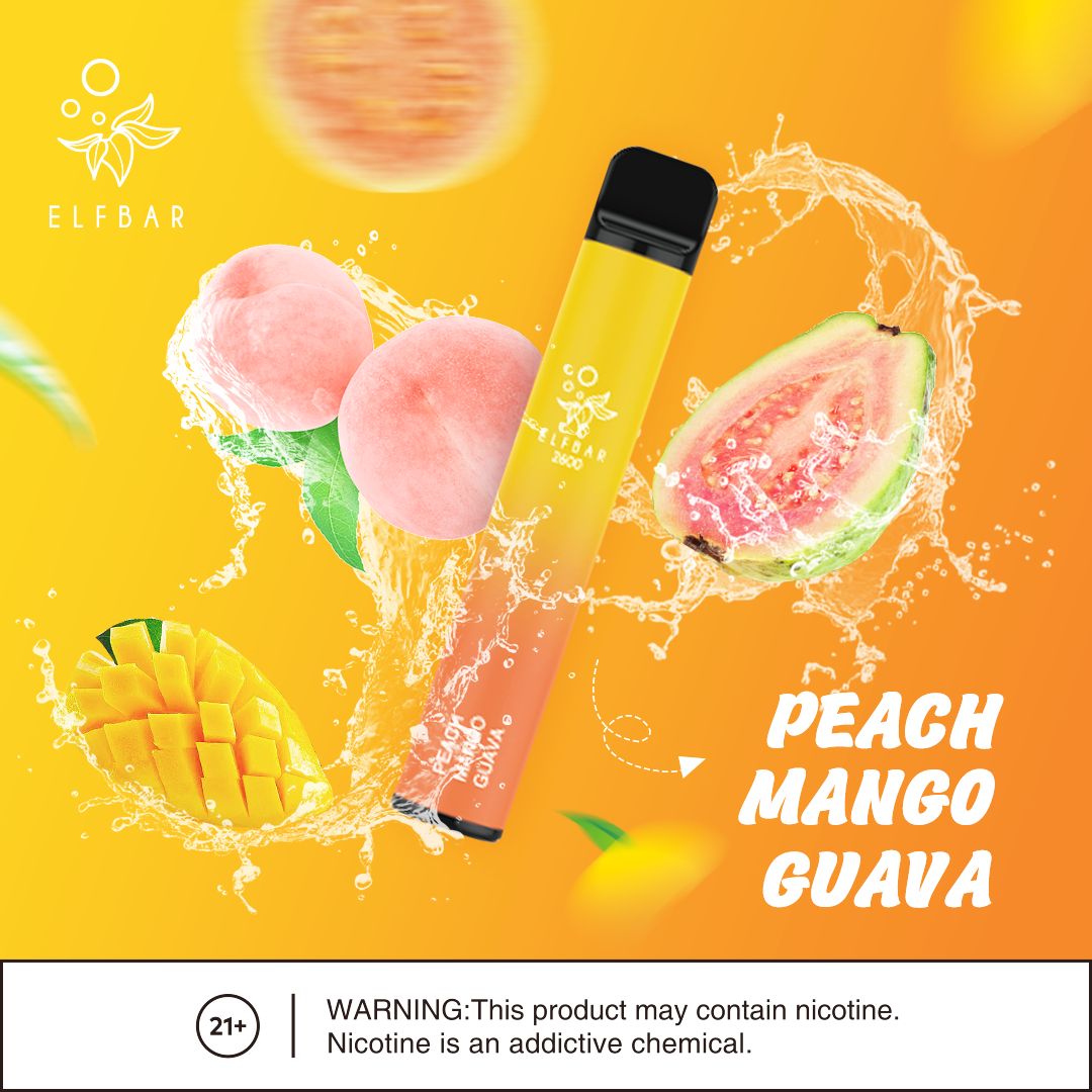 ELF Bar Vape 2600 Puffs Peach Mango Guava Elf Bar Vape 2600 Puffs Peach Mango Guava