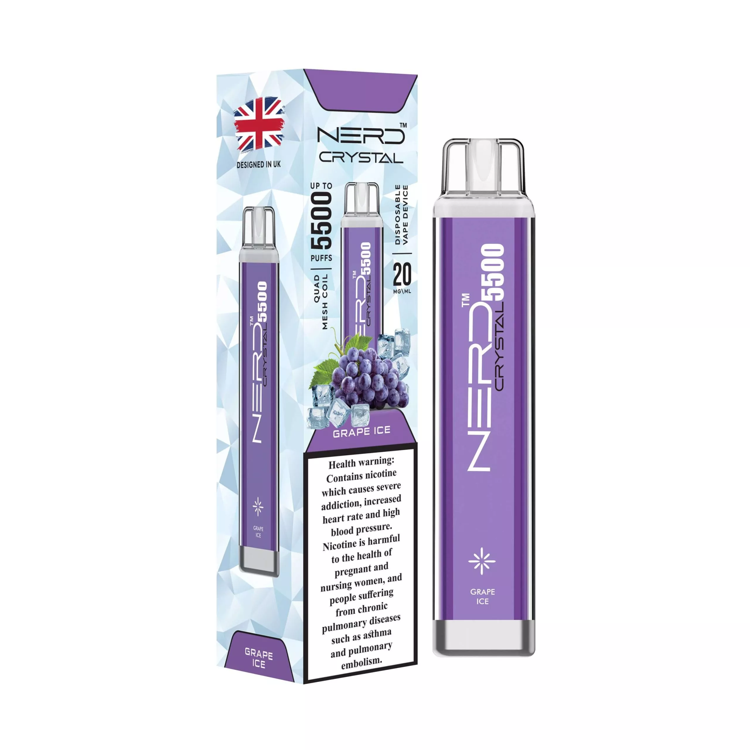 Nerd Crystal 5500 Puffs Grape ice Nerd Crystal 5500 Puffs Grape Ice
