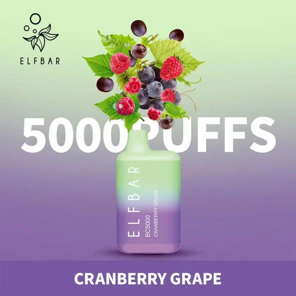 New Elf Bar Disposable Vape BC5000 Puffs Caranberry Grape New Elf Bar Disposable Vape Bc5000 Puffs Caranberry Grape