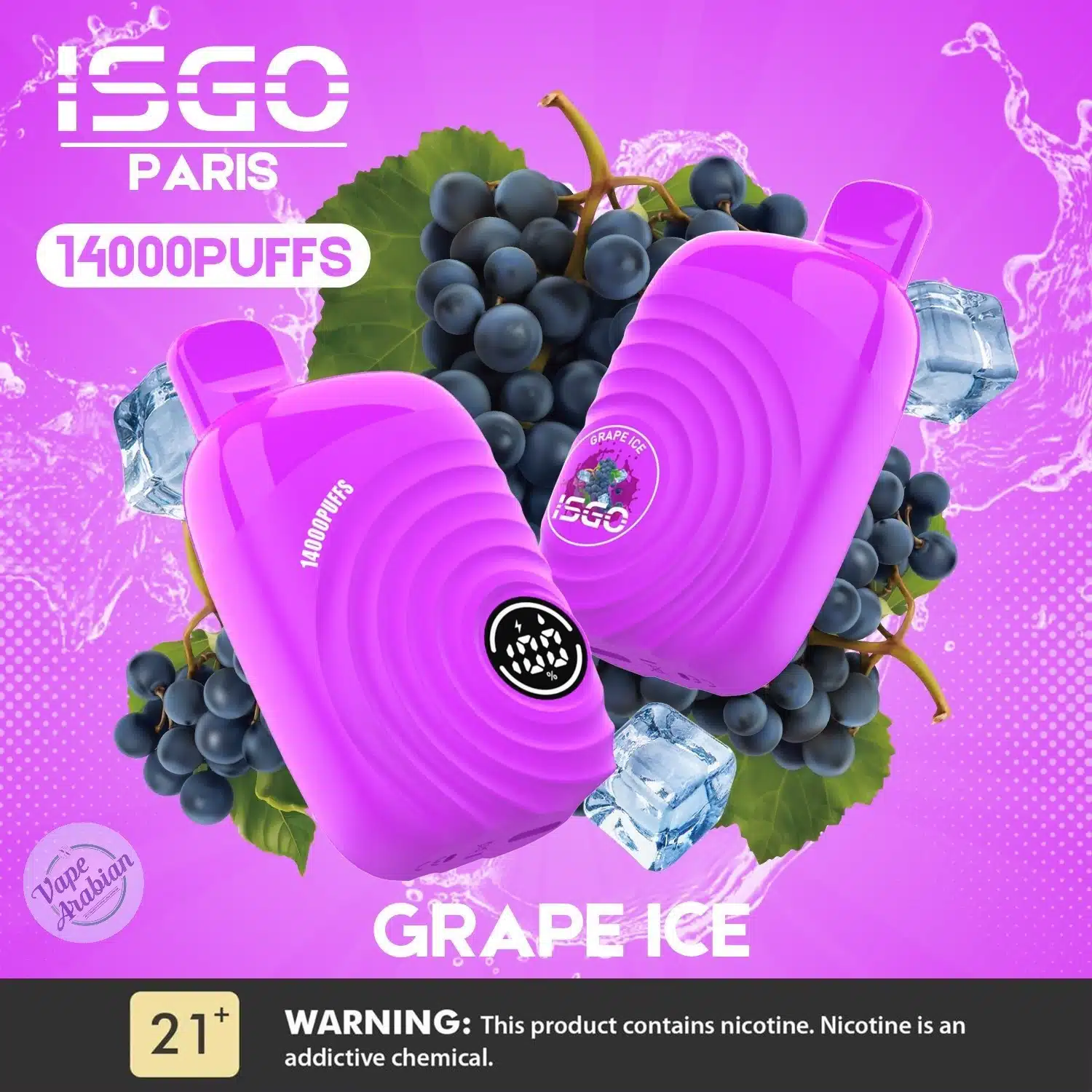 ISGO-Paris-14000-Puffs-Grape-Ice.jpg Isgo Paris 14000 Puffs Vape Grape Ice