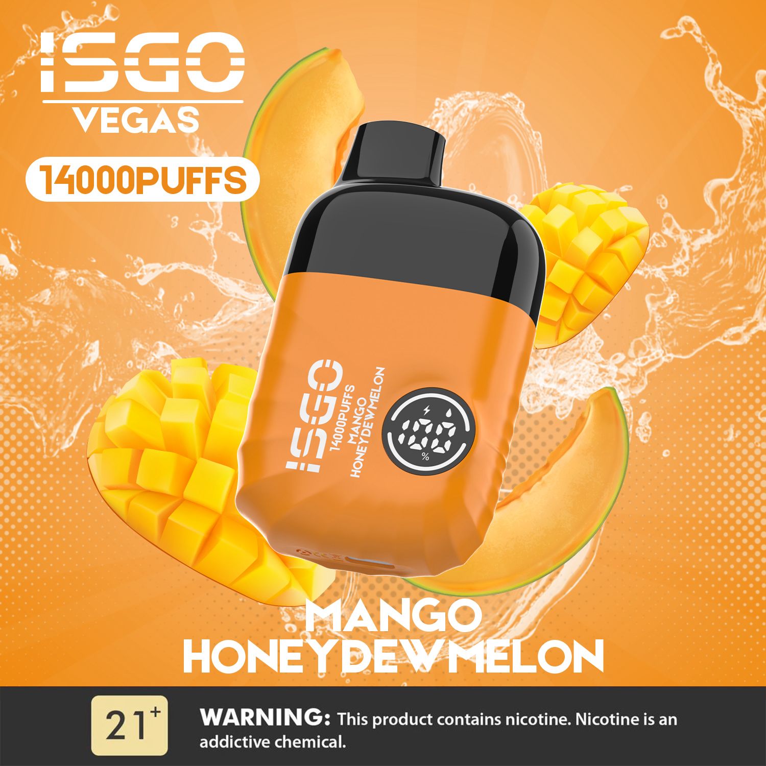 Mango-Honeydew-Melon-By-ISGO-Vegas-14000-Puffs-Disposable-Pod Isgo Vegas 14000 Puffs Vape Mango Honeydew Melon