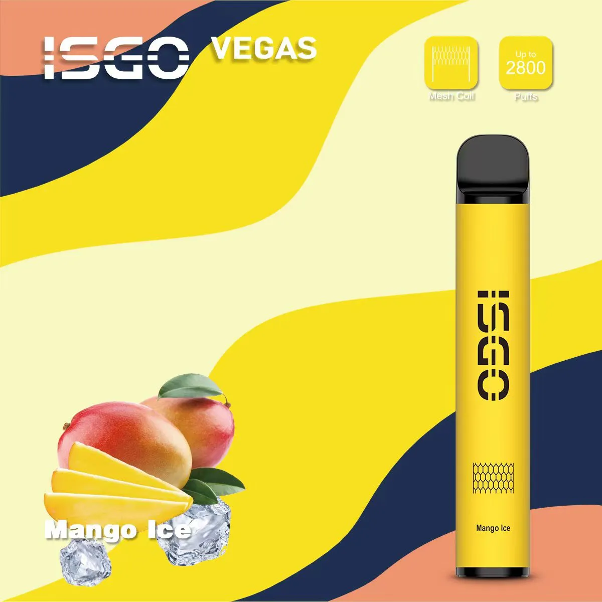 NEW ISGO VEGAS Disposable Vape 2800 Puffs Mango Ice New Isgo Vegas Disposable Vape 2800 Puffs Mango Ice