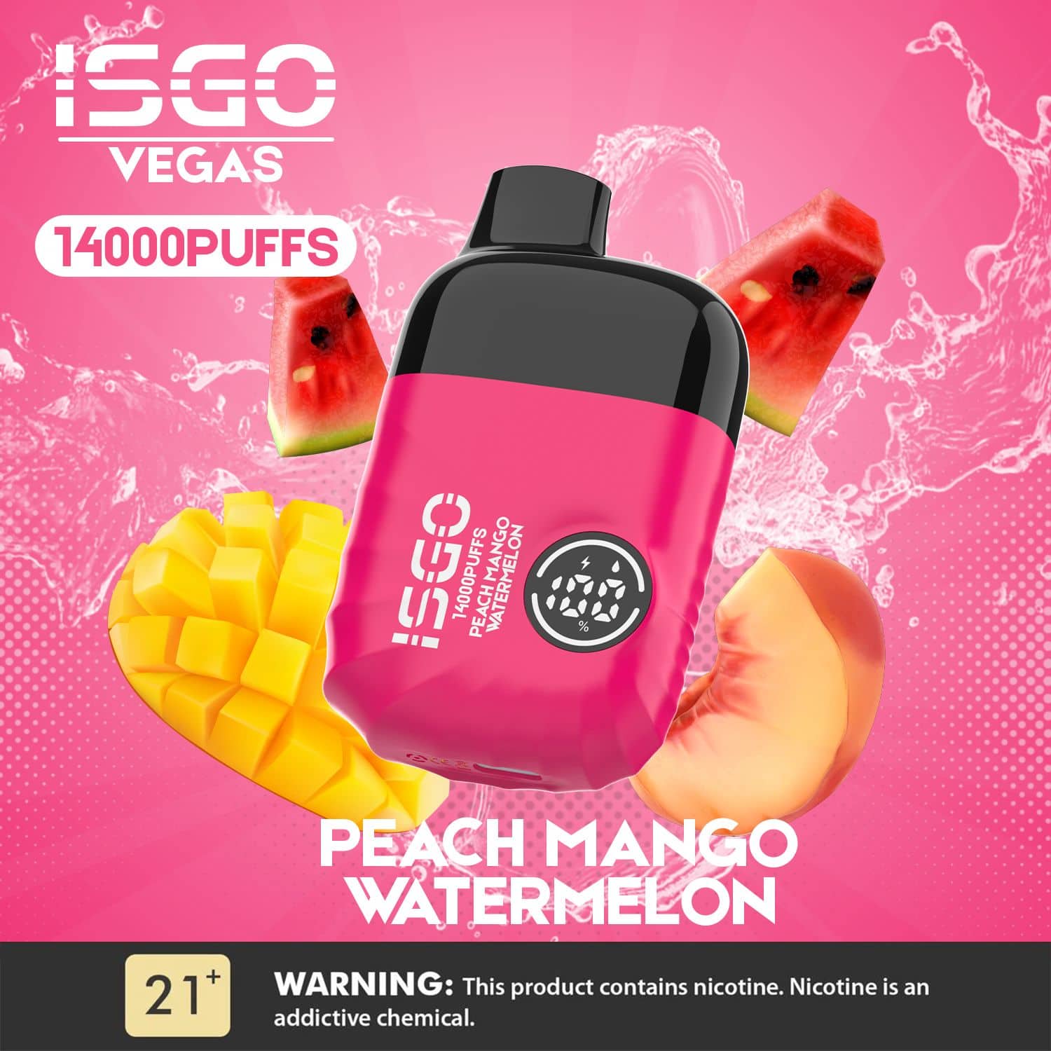 Peach-Mango-Watermelon-By-ISGO-Vegas-14000-Puffs-Disposable-Pod Isgo Vegas 14000 Puffs Vape Peach Mango Watermelon