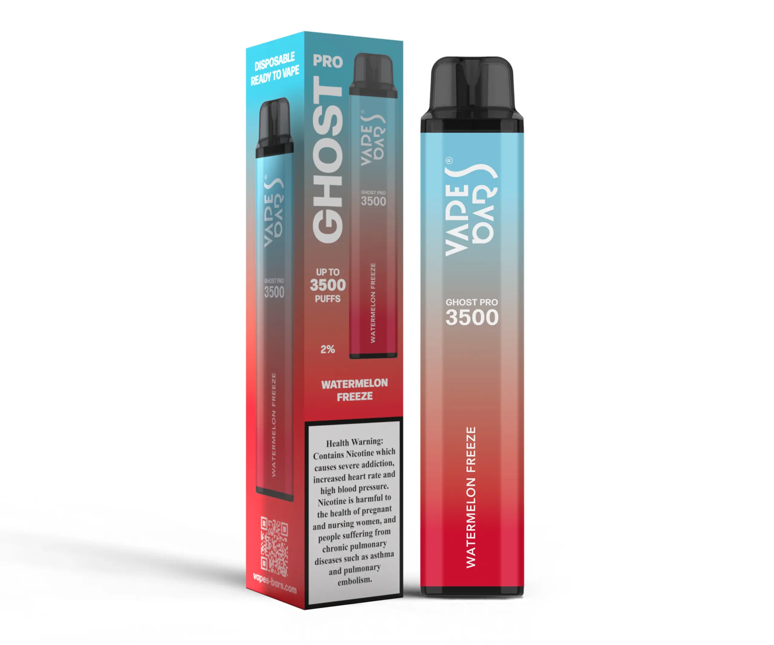 Zero Nicotine Vape Bar Ghost Pro 3500 Puffs Watermelon Freeze Zero Nicotine Vape Bar Ghost Pro 3500 Puffs Watermelon Freeze