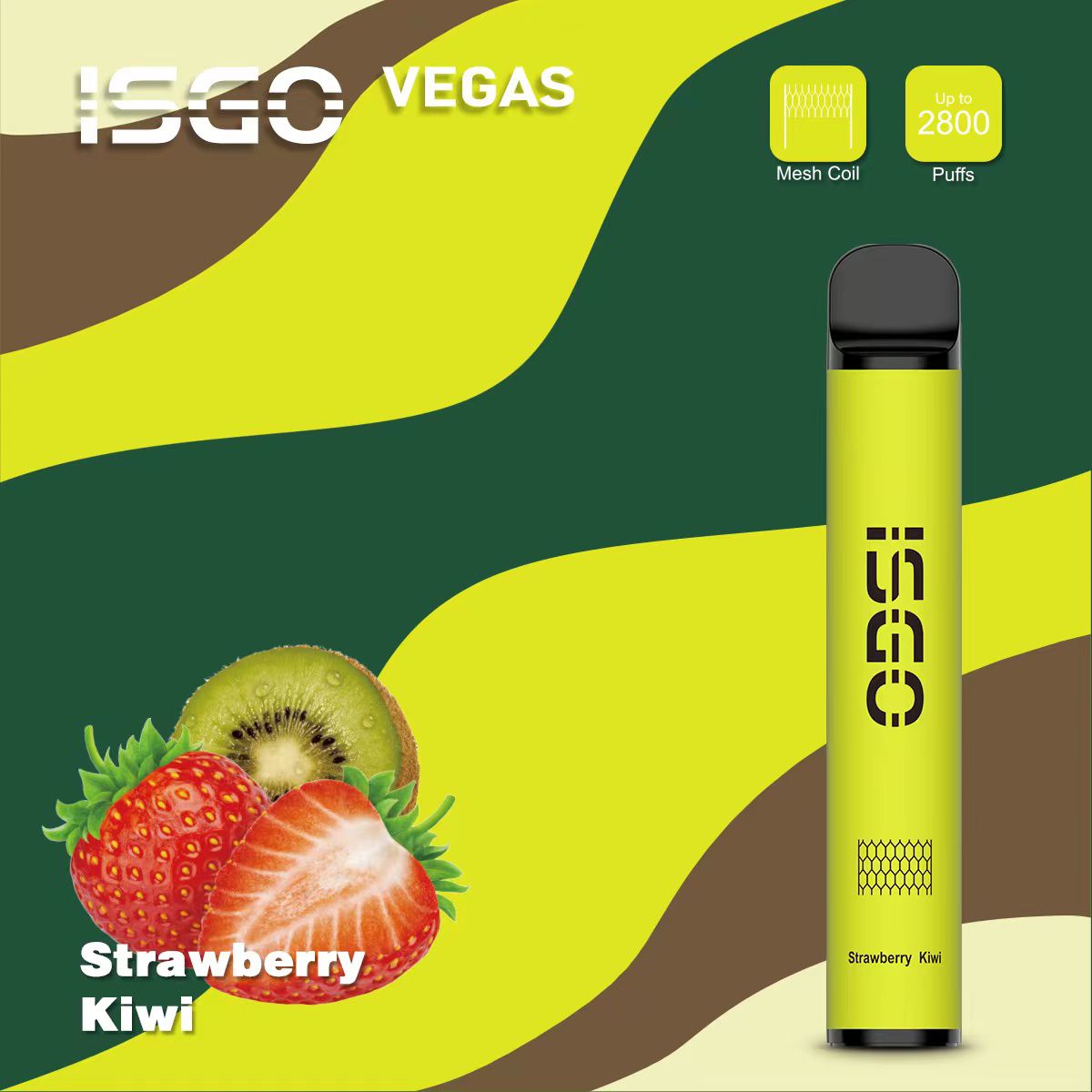 NEW ISGO VEGAS Vape 2800 Puffs Strawberry Kiwi New Isgo Vegas Vape 2800 Puffs Strawberry Kiwi