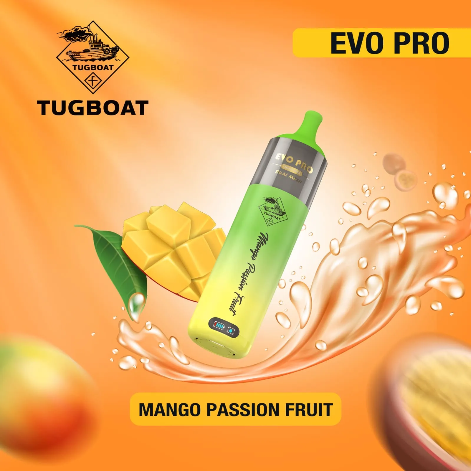 Tugboat EVO Pro 15000 Puffs Mango Passion Fruit Tugboat Evo Pro 15000 Puffs Mango Passion Fruit