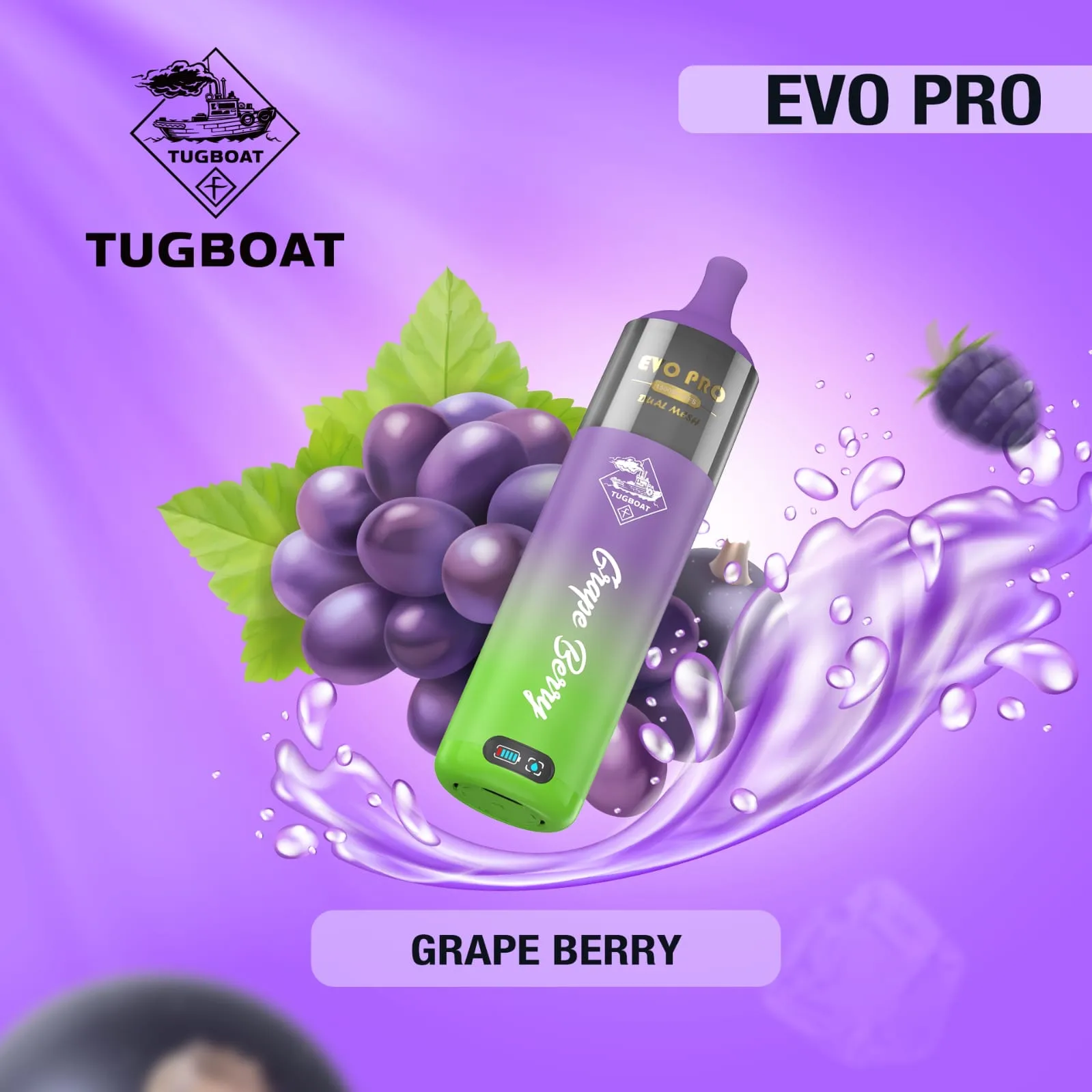 Tugboat EVO Pro 15000 Puffs Vape Grape Berry Tugboat Evo Pro 15000 Puffs Vape Grape Berry