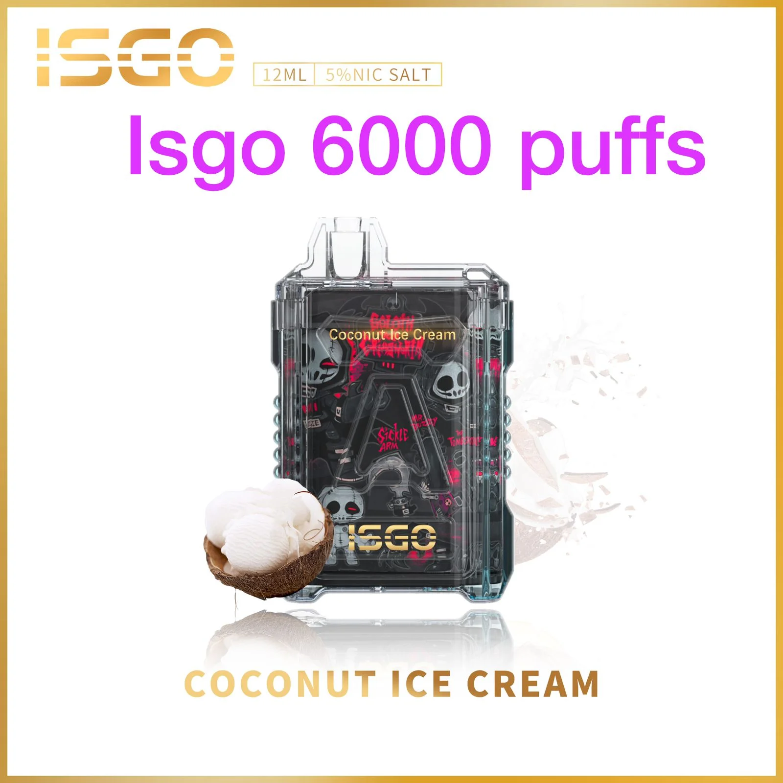 ISGO Vape 6000 Puffs Coconut Ice Cream Isgo Vape 6000 Puffs Coconut Ice Cream